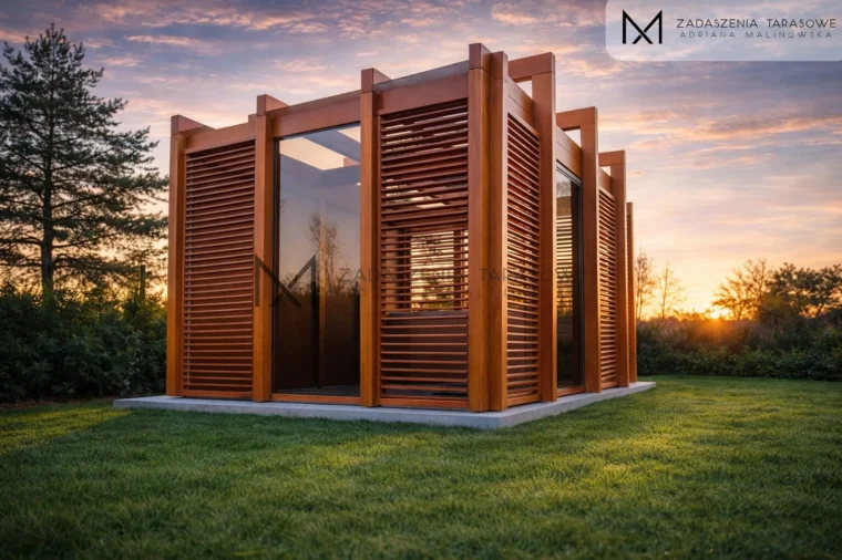 nowoczesna altana z żaluzjami