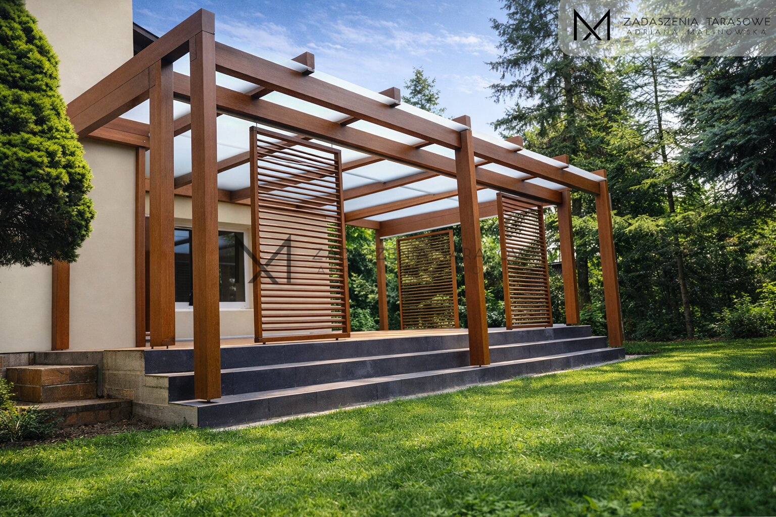 zadaszenie z żaluzjami projekt indywidualny