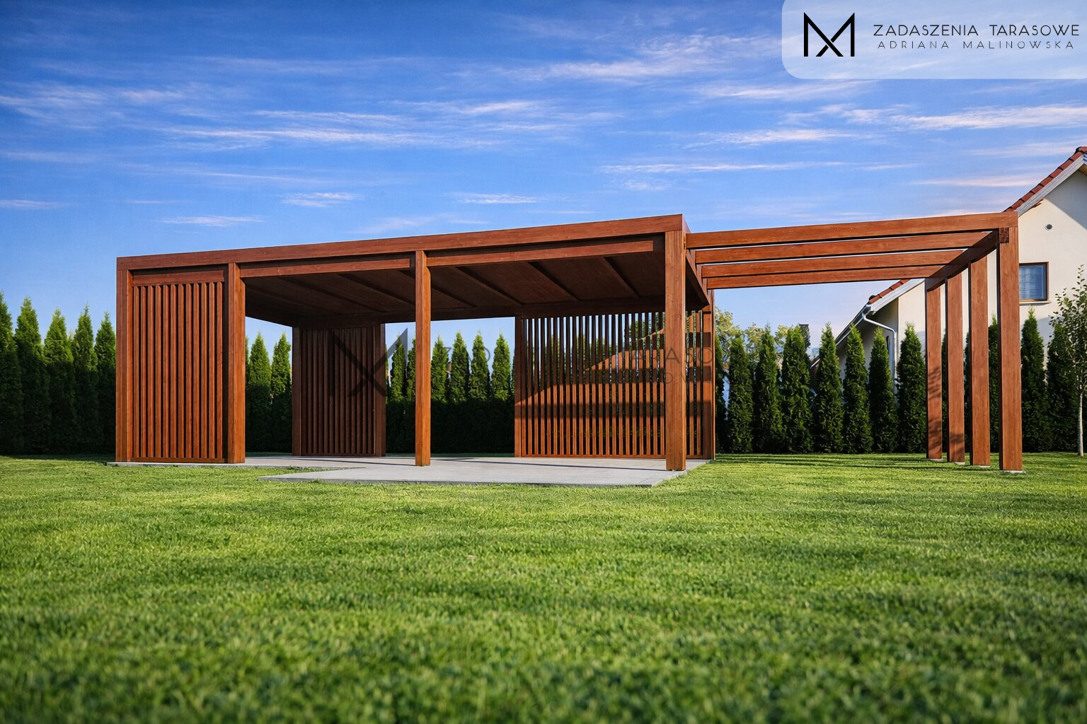 nowoczesna altana ogrodowa z pergolą