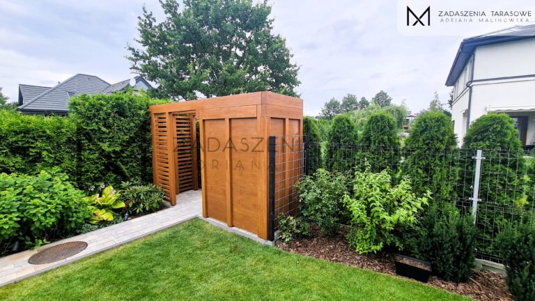 wiata śmietnikowa z drewna