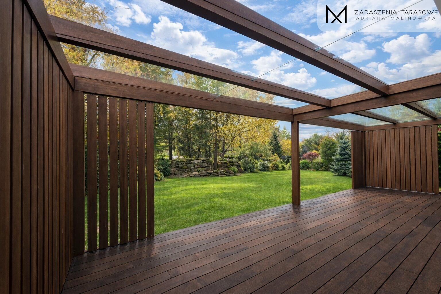 Nowoczesne zadaszenie z lamelami i podłogą z Bambusa - lamele w zadaszeniu