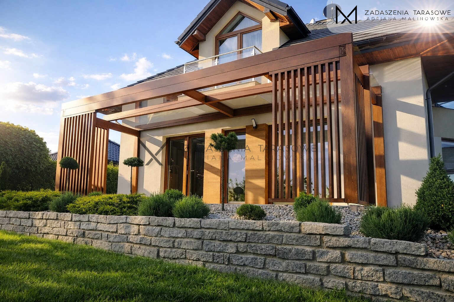 Zadaszenie tarasu z lamelami stałymi