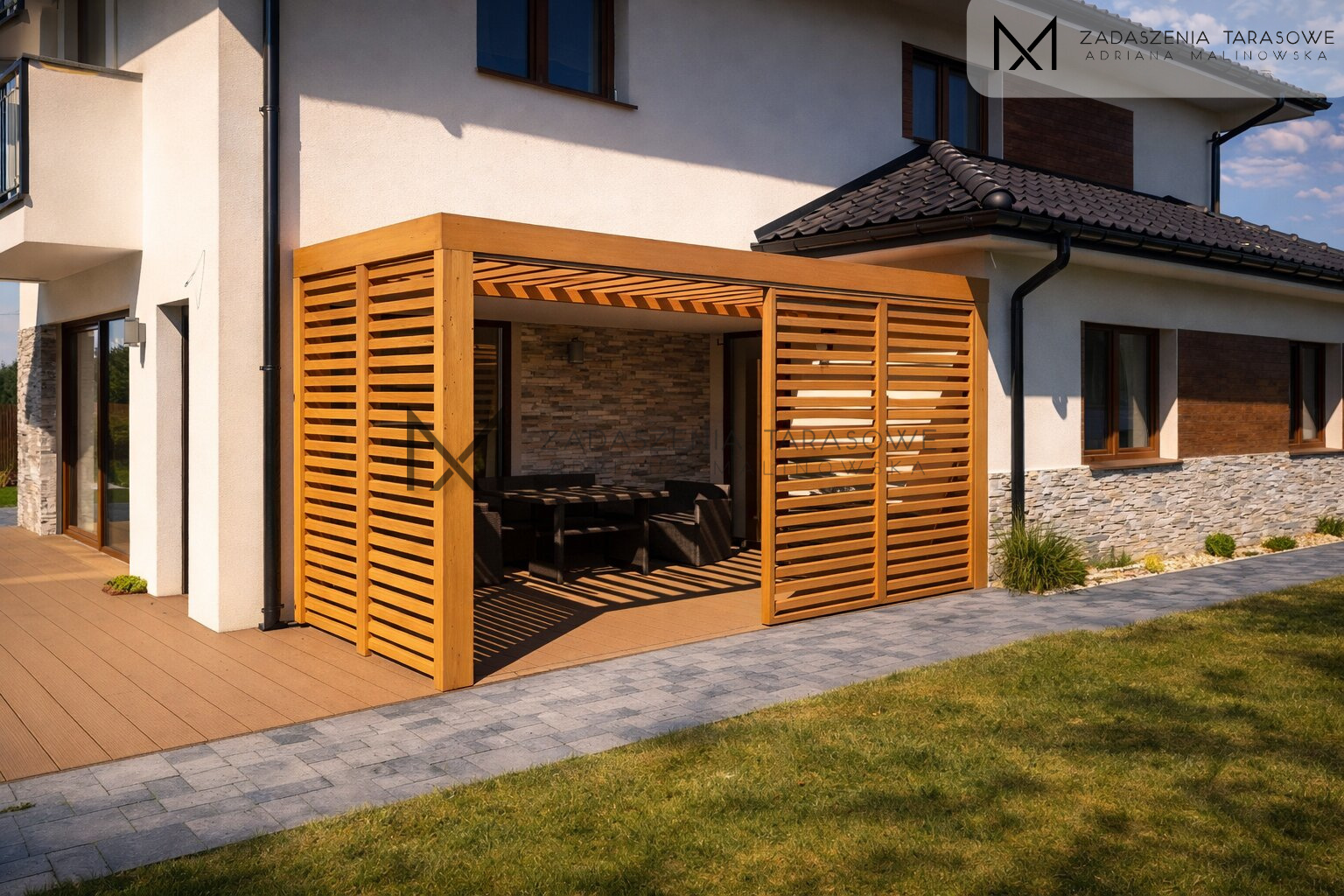lamelowe zadaszenie tarasu