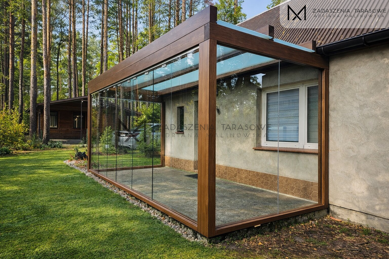 zadaszenie drewniane śląskie ściana szklana