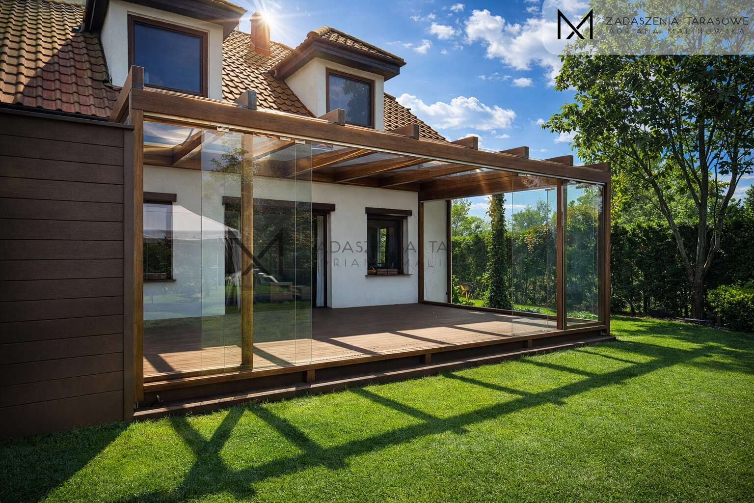 Zadaszenie z BSH ze szkłem przesuwnym bezpiecznym